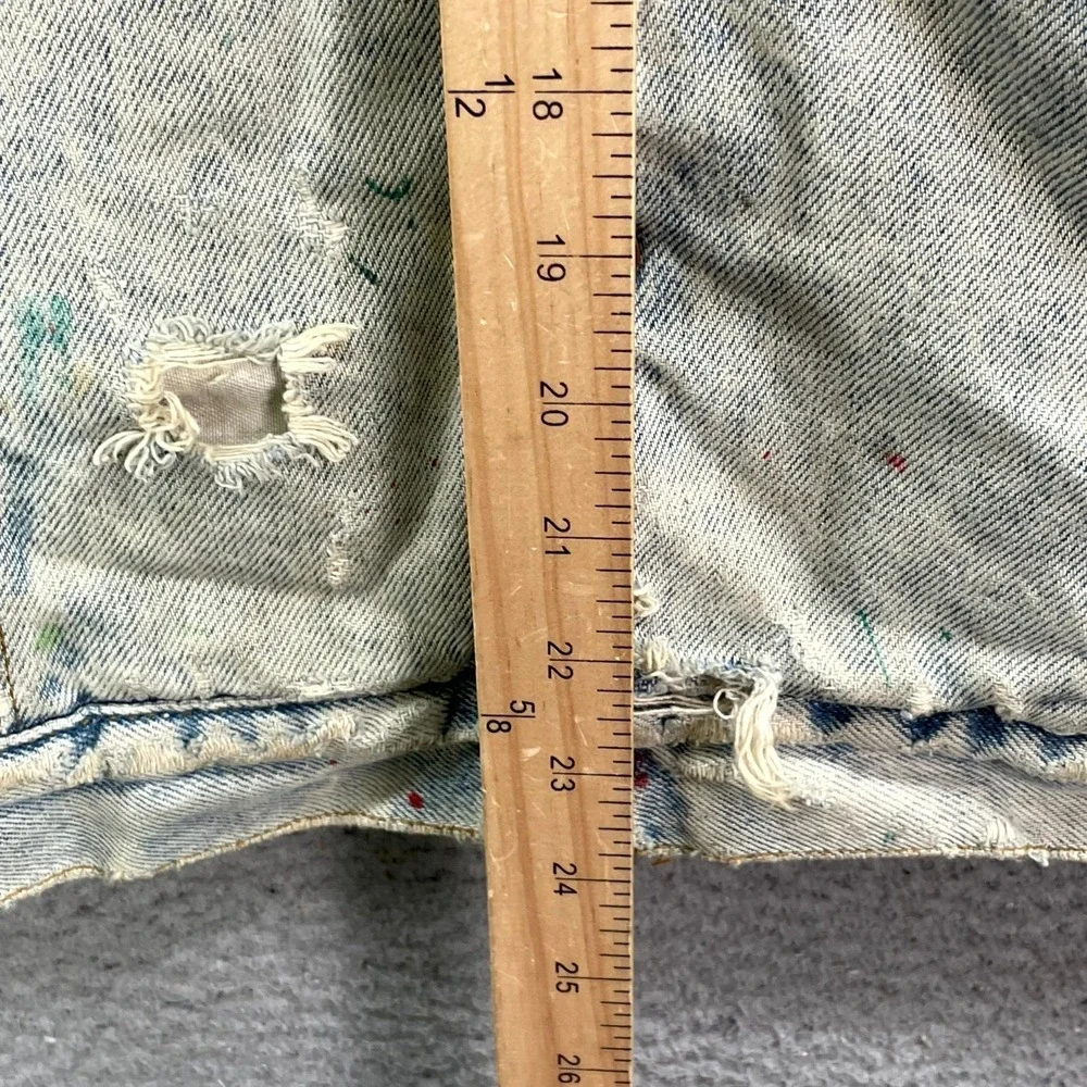 VTG Levi's Trucker Jacket Mens M Acid Wash Sherpa‎ Lined Distressed Western USA